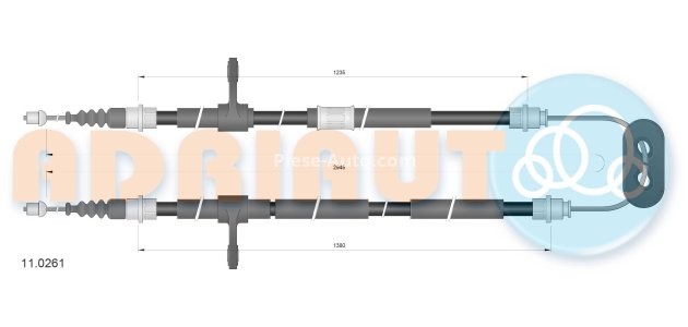 Cablu frână de mână ADRIAUTO, spate, dreapta / stânga (2945mm /1380mm /1235mm) pentru: ALFA ROMEO 164; FIAT CROMA; LANCIA THEMA 1.6-3.0 11.84-09.98