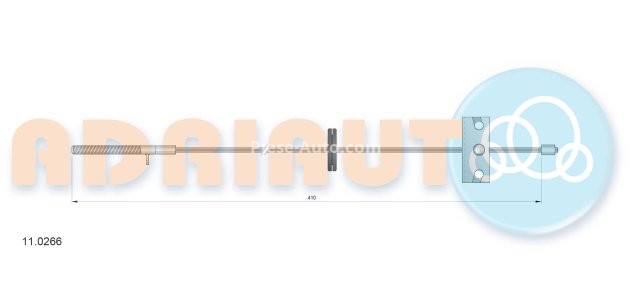 Cablu frână de mână ADRIAUTO, față, stânga (410mm) pentru: ALFA ROMEO 145, 146, 147, 155, 156, SPIDER; FIAT COUPE, TEMPRA, TIPO; LANCIA DEDRA, DELTA II 1.1-3.2 07.87-03.10