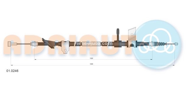 Cablu frână de mână ADRIAUTO, spate, stânga (1440mm /1320mm) pentru: ALFA ROMEO 166; LANCIA THESIS 2.0-3.2 09.98-07.09