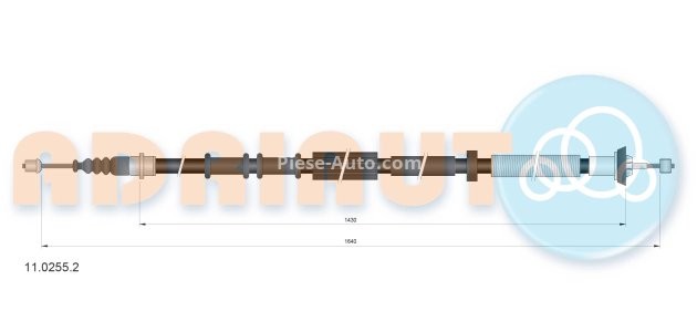 Cablu frână de mână ADRIAUTO, spate, stânga (1640mm /1430mm) pentru: ABARTH GRANDE PUNTO, PUNTO, PUNTO EVO; ALFA ROMEO MITO; FIAT GRANDE PUNTO, PUNTO, PUNTO EVO, PUNTO EVO/HATCHBACK 0.9-1.6D 06.05-