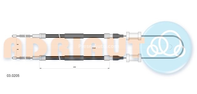 Cablu frână de mână ADRIAUTO, spate, dreapta / stânga (2355mm /400mm /400mm) pentru: AUDI 80 B2, COUPE B2 1.3-2.3 08.78-10.88