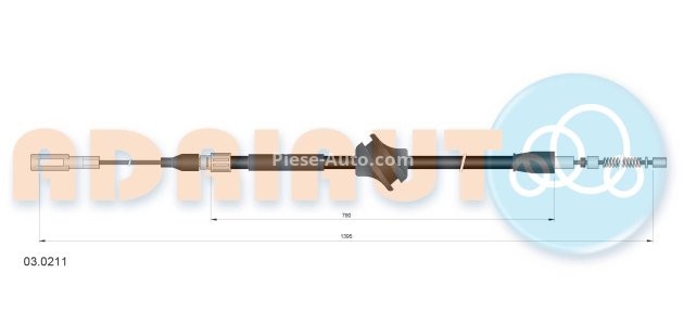 Cablu frână de mână ADRIAUTO, spate, dreapta / stânga (1395mm /790mm) pentru: AUDI 100 C3 1.8-2.5D 08.82-07.91