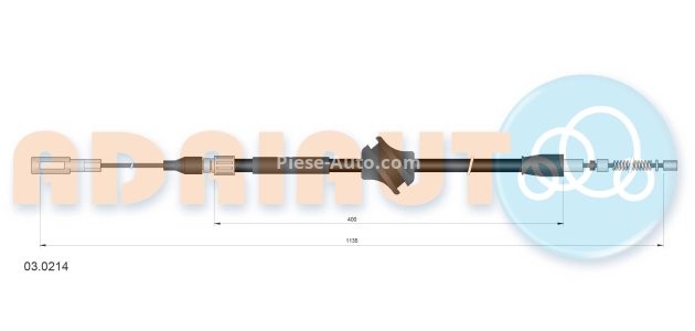 Cablu frână de mână ADRIAUTO, spate, dreapta (1135mm /400mm) pentru: AUDI 80 B2, 80 B3, 90 B2, 90 B3 1.3-2.3 08.78-