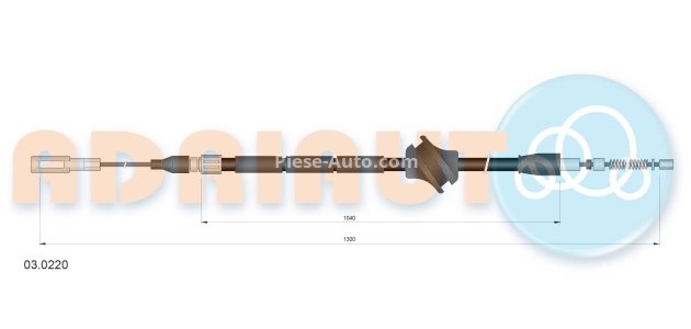 Cablu frână de mână ADRIAUTO, spate, dreapta (1300mm /1040mm) pentru: AUDI CABRIOLET B3, COUPE B2, COUPE B3; FIAT BALILLA 508 1.0-2.8 08.86-03.34