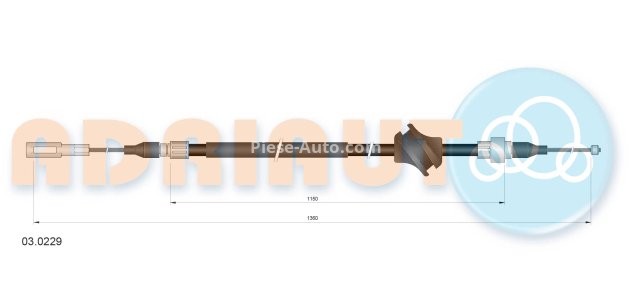 Cablu frână de mână ADRIAUTO, spate, dreapta (1360mm /1150mm) pentru: AUDI CABRIOLET B3, COUPE B3; FIAT BALILLA 508 1.0-2.8 10.88-03.34