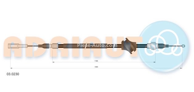 Cablu frână de mână ADRIAUTO, spate, stânga (1400mm /1185mm) pentru: AUDI CABRIOLET B3, COUPE B3; FIAT BALILLA 508 1.0-2.8 10.88-03.34
