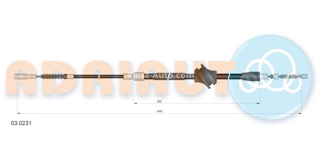 Cablu frână de mână ADRIAUTO, spate, dreapta / stânga (1420mm /820mm) pentru: AUDI 100 C4 2.0-4.2 12.90-07.94