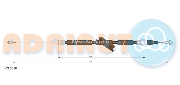 Cablu frână de mână ADRIAUTO, spate, dreapta / stânga (1720mm /1090mm) pentru: AUDI A3; SEAT LEON, TOLEDO II; SKODA OCTAVIA I; VW GOLF IV 1.8-2.8 12.96-06.06