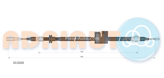 Cablu frână de mână ADRIAUTO, spate, stânga (1690mm /1520mm) pentru: AUDI 100 C4, 200 C3, A6 C4 1.8-4.2 08.83-12.97