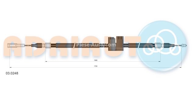 Cablu frână de mână ADRIAUTO, spate, dreapta (1720mm /1560mm) pentru: AUDI A8 D2 2.5D-6.0 03.94-09.02
