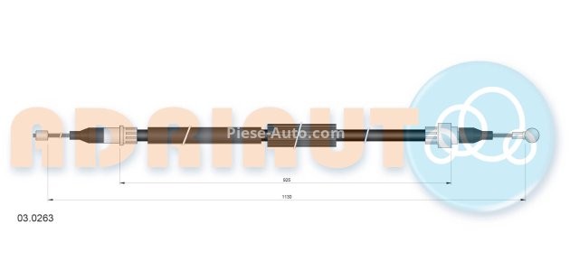 Cablu frână de mână ADRIAUTO, spate, dreapta (1130mm /925mm) pentru: AUDI A2 1.2D-1.6 02.00-08.05