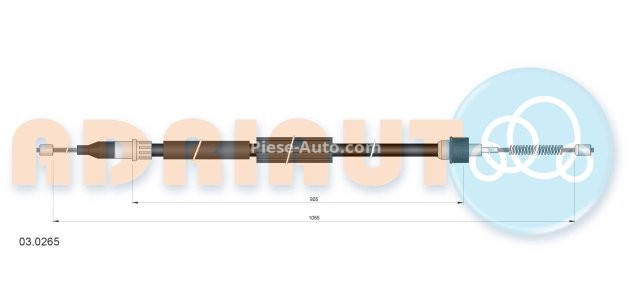 Cablu frână de mână ADRIAUTO, spate, stânga (1055mm /805mm) pentru: AUDI A2 1.2D-1.6 02.00-08.05