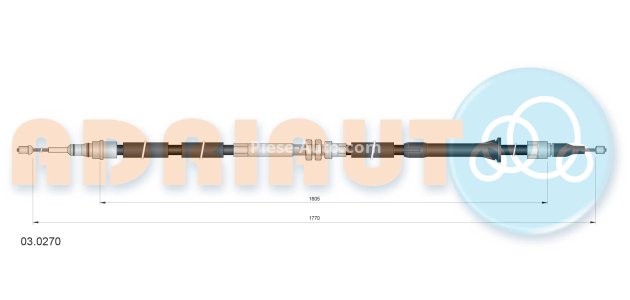 Cablu frână de mână ADRIAUTO, spate, dreapta (1770mm /1605mm) pentru: AUDI A4 B5, A4 B6 1.8-2.8 01.95-07.02