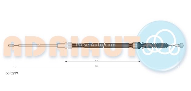 Cablu frână de mână ADRIAUTO, spate, dreapta / stânga (1440mm /805mm) pentru: AUDI A3; SEAT ALTEA, ALTEA XL, LEON, TOLEDO III; SKODA OCTAVIA II, YETI; VW EOS, GOLF PLUS, GOLF PLUS V, GOLF V 1.2-3.6 05.03-