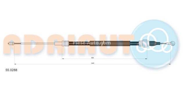 Cablu frână de mână ADRIAUTO, spate, dreapta / stânga (1445mm /805mm) pentru: AUDI A3; SEAT ALTEA, ALTEA XL, LEON, TOLEDO III; SKODA OCTAVIA II; VW GOLF PLUS V, GOLF V, JETTA III 1.2-3.2 05.03-