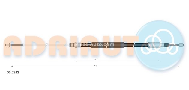 Cablu frână de mână ADRIAUTO, spate, dreapta / stânga (1435mm /755mm) pentru: BMW 1 (E81), 1 (E82), 1 (E87), 1 (E88) 1.6-3.0 06.04-12.13
