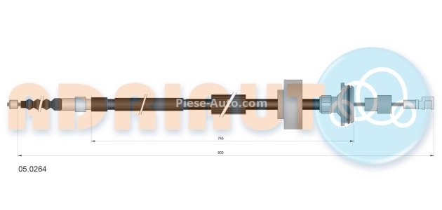 Cablu frână de mână ADRIAUTO, dreapta (900mm /745mm) pentru: BMW 7 (F01, F02, F03, F04) 3.0-6.0 02.08-12.15