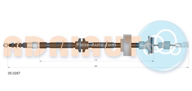 Cablu frână de mână ADRIAUTO, spate, dreapta (905mm /710mm) pentru: BMW X5 (E70), X5 (F15, F85), X6 (E71, E72), X6 (F16, F86) 2.0D-4.8 10.06-07.19