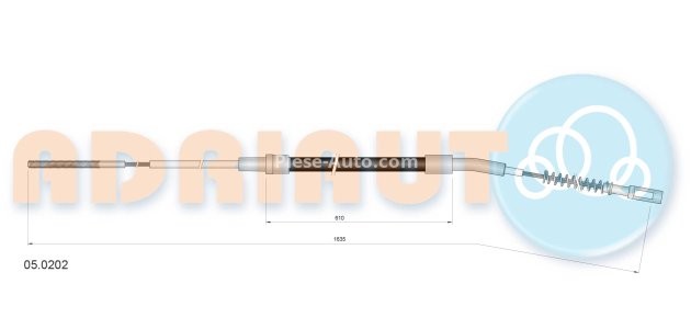 Cablu frână de mână ADRIAUTO, spate, dreapta / stânga (1635mm /610mm) pentru: BMW 3 (E21) 1.6/1.8/2.0 06.75-03.84