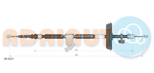 Cablu frână de mână ADRIAUTO, dreapta (1870mm /1745mm) pentru: CHEVROLET ORLANDO 1.8/1.8LPG/2.0D 02.11-