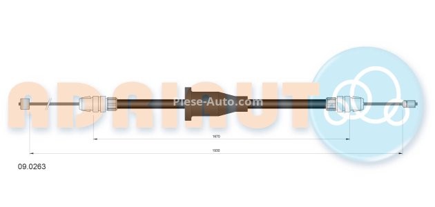 Cablu frână de mână ADRIAUTO, față, (1930mm /1670mm) pentru: CHRYSLER VOYAGER IV 2.4-3.8 02.00-12.08