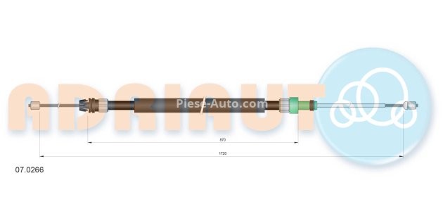 Cablu frână de mână ADRIAUTO, spate, dreapta / stânga (1720mm /870mm) pentru: CITROEN C3 I, C3 PLURIEL 1.1-1.6 02.02- 3