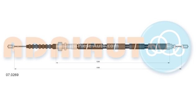 Cablu frână de mână ADRIAUTO, spate, stânga (1365mm /1265mm) pentru: CITROEN XANTIA 2.0/2.1D/3.0 06.95-04.03 3