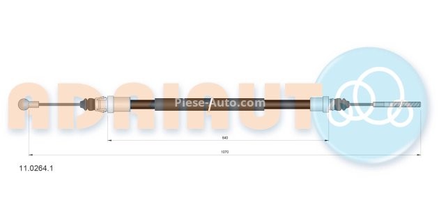 Cablu frână de mână ADRIAUTO, spate, stânga (1070mm /840mm) pentru: CITROEN C8; FIAT ULYSSE; LANCIA PHEDRA; PEUGEOT 807 2.0-3.0 06.02- 3