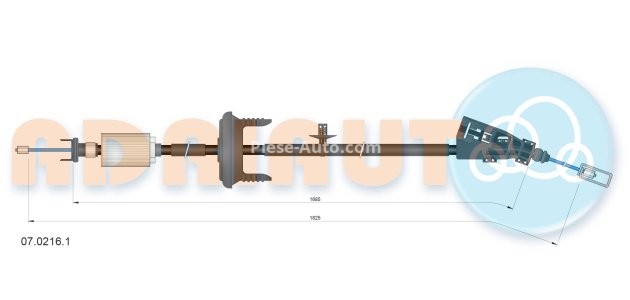 Cablu frână de mână ADRIAUTO, mijloc (1850mm /1685mm) pentru: CITROEN C4 GRAND PICASSO I, C4 PICASSO I 1.6-2.0D 10.06-12.13