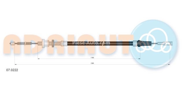 Cablu frână de mână ADRIAUTO, spate, dreapta / stânga (1395mm /1180mm) pentru: CITROEN AX 1.0-1.5D 07.86-12.98