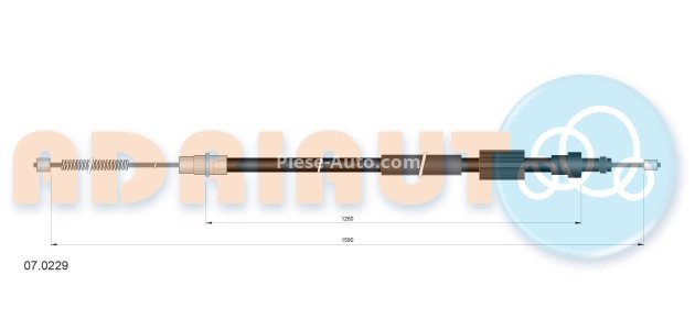 Cablu frână de mână ADRIAUTO, spate, stânga (1590mm /1260mm) pentru: CITROEN ZX; PEUGEOT 306 1.1-2.0 03.91-04.02