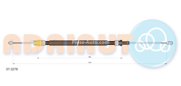 Cablu frână de mână ADRIAUTO, spate, dreapta / stânga (1630mm /810mm) pentru: CITROEN C2, C2 ENTERPRISE; PEUGEOT 1007 1.1-1.6D 07.03-