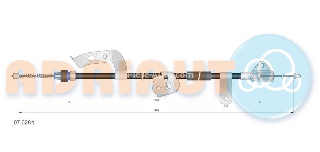 Cablu frână de mână ADRIAUTO, spate, stânga (1485mm /1245mm) pentru: CITROEN C1; PEUGEOT 107; TOYOTA AYGO 1.0/1.4D 06.05-09.14