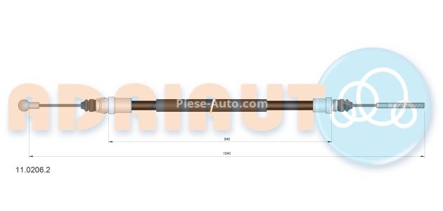 Cablu frână de mână ADRIAUTO, spate, stânga (1040mm /840mm) pentru: CITROEN C8; FIAT ULYSSE; LANCIA PHEDRA; PEUGEOT 807 2.0-3.0 06.02-