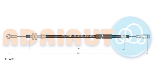 Cablu frână de mână ADRIAUTO, față, dreapta (2335mm /2145mm) pentru: CITROEN C25; FIAT DUCATO; PEUGEOT J5 1.8-2.5D 09.81-07.94