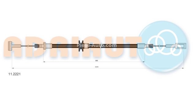 Cablu frână de mână ADRIAUTO, spate, dreapta / stânga (1210mm /865mm) pentru: IVECO DAILY IV, DAILY V; CITROEN C8, EVASION, JUMPY I; FIAT SCUDO, ULYSSE; LANCIA ZETA; PEUGEOT 806, 807 1.6-3.0D 06.94-