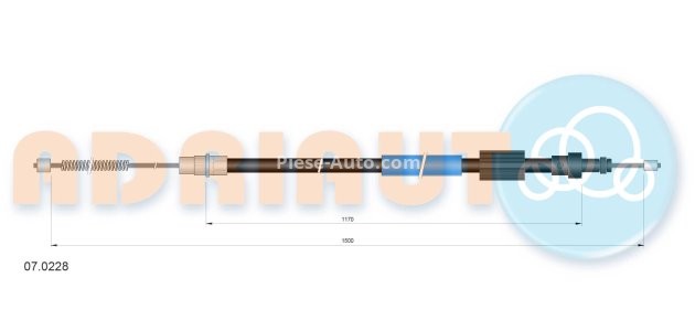 Cablu frână de mână ADRIAUTO, spate, dreapta (1500mm /1170mm) pentru: CITROEN ZX; PEUGEOT 306 1.1-2.0 03.91-04.02