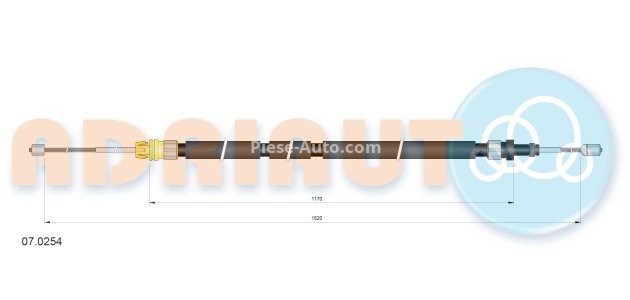 Cablu frână de mână ADRIAUTO, spate, dreapta (1545mm /1180mm) pentru: CITROEN XSARA, XSARA/KOMBI 1.4-2.0D 04.97-08.05