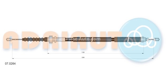 Cablu frână de mână ADRIAUTO, față, stânga (1330mm /1165mm) pentru: CITROEN XANTIA 1.9D-3.0 05.93-04.03