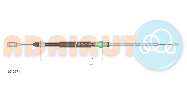Cablu frână de mână ADRIAUTO, față, dreapta / stânga (1840mm /475mm) pentru: CITROEN C5 I, C5 II, C5/KOMBI 1.6D-3.0 03.01-
