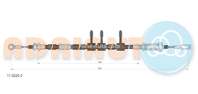 Cablu frână de mână ADRIAUTO, față, dreapta / stânga (2295mm /1980mm) pentru: CITROEN JUMPER II; FIAT DUCATO; PEUGEOT BOXER 2.0D-3.0D 04.06-
