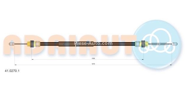 Cablu frână de mână ADRIAUTO, spate, dreapta / stânga (1675mm /1500mm) pentru: DACIA LOGAN, LOGAN II; RENAULT LOGAN I 0.9-1.6LPG 09.04-