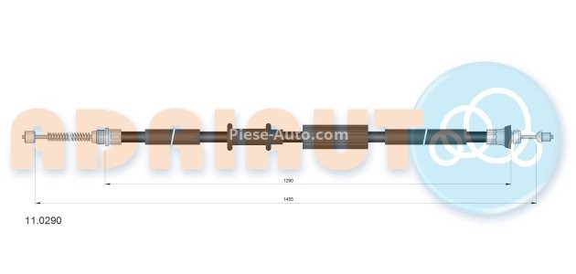 Cablu frână de mână ADRIAUTO, spate, stânga (1455mm /1290mm) pentru: FIAT PUNTO 1.1-1.7D 09.93-06.00 3