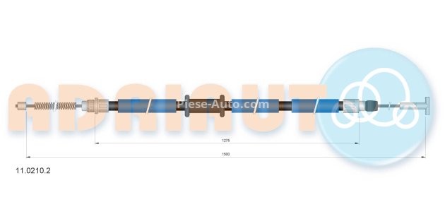 Cablu frână de mână ADRIAUTO, spate, stânga (1500mm /1275mm) pentru: FIAT SIENA 1.3-1.6 04.96-12.12