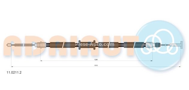 Cablu frână de mână ADRIAUTO, spate, dreapta (1515mm /1285mm) pentru: FIAT SIENA 1.3-1.6 04.96-12.12