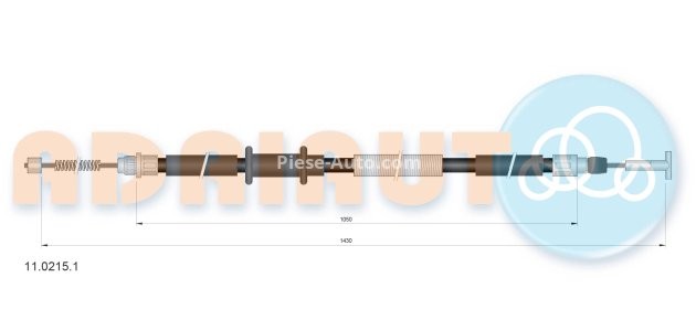 Cablu frână de mână ADRIAUTO, spate, stânga (1430mm /1050mm) pentru: FIAT BRAVA, BRAVO I, MAREA 1.2/1.4 10.95-12.02