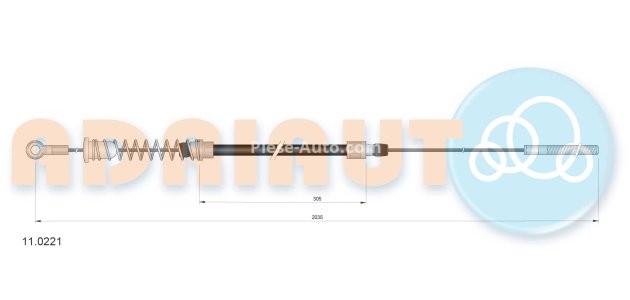 Cablu frână de mână ADRIAUTO, spate, dreapta (2035mm /305mm) pentru: FIAT UNO 0.9-1.9D 01.83-12.95
