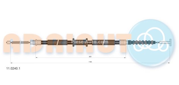 Cablu frână de mână ADRIAUTO, spate, stânga (1165mm /820mm) pentru: FIAT MULTIPLA 1.6/1.9D 04.99-06.10