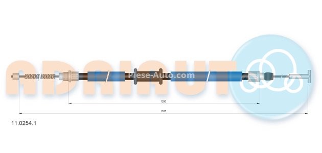 Cablu frână de mână ADRIAUTO, spate, stânga (1535mm /1290mm) pentru: FIAT PALIO, SIENA; PEUGEOT 306 1.0-1.9D 04.96-