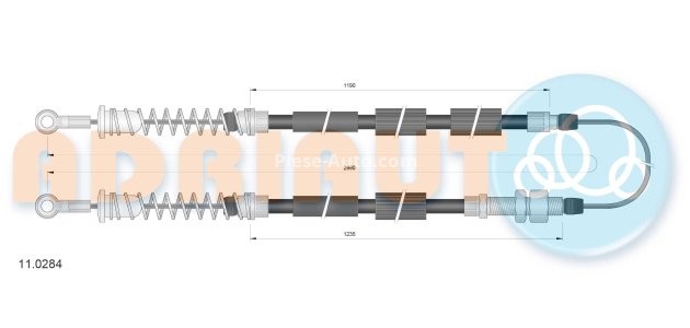 Cablu frână de mână ADRIAUTO, spate, dreapta / stânga (2990mm /1235mm /1190mm) pentru: FIAT CINQUECENTO 0.7/0.9/1.1 07.91-07.99